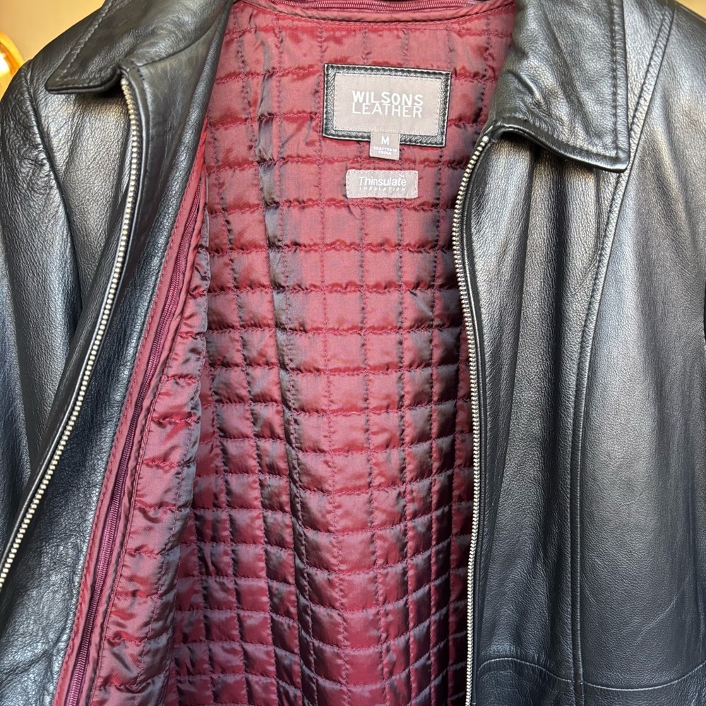 Wilsons Leather Black Zip Front Jacket Women’s Medium Genuine Leather Classic M - Picture 9 of 16
